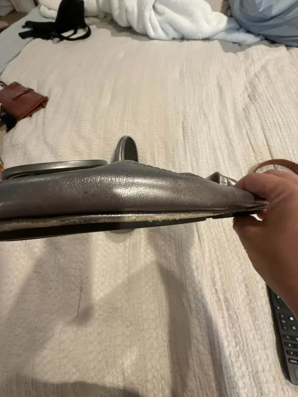 Tory Burch Reva Metallic Silver Leather Ballet Flats